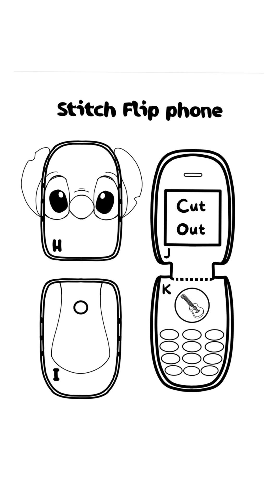Lilo And Stitch Cardboard Flip Phone Template Tut Phone Template Easy Paper Crafts Diy Hello Kitty Crafts