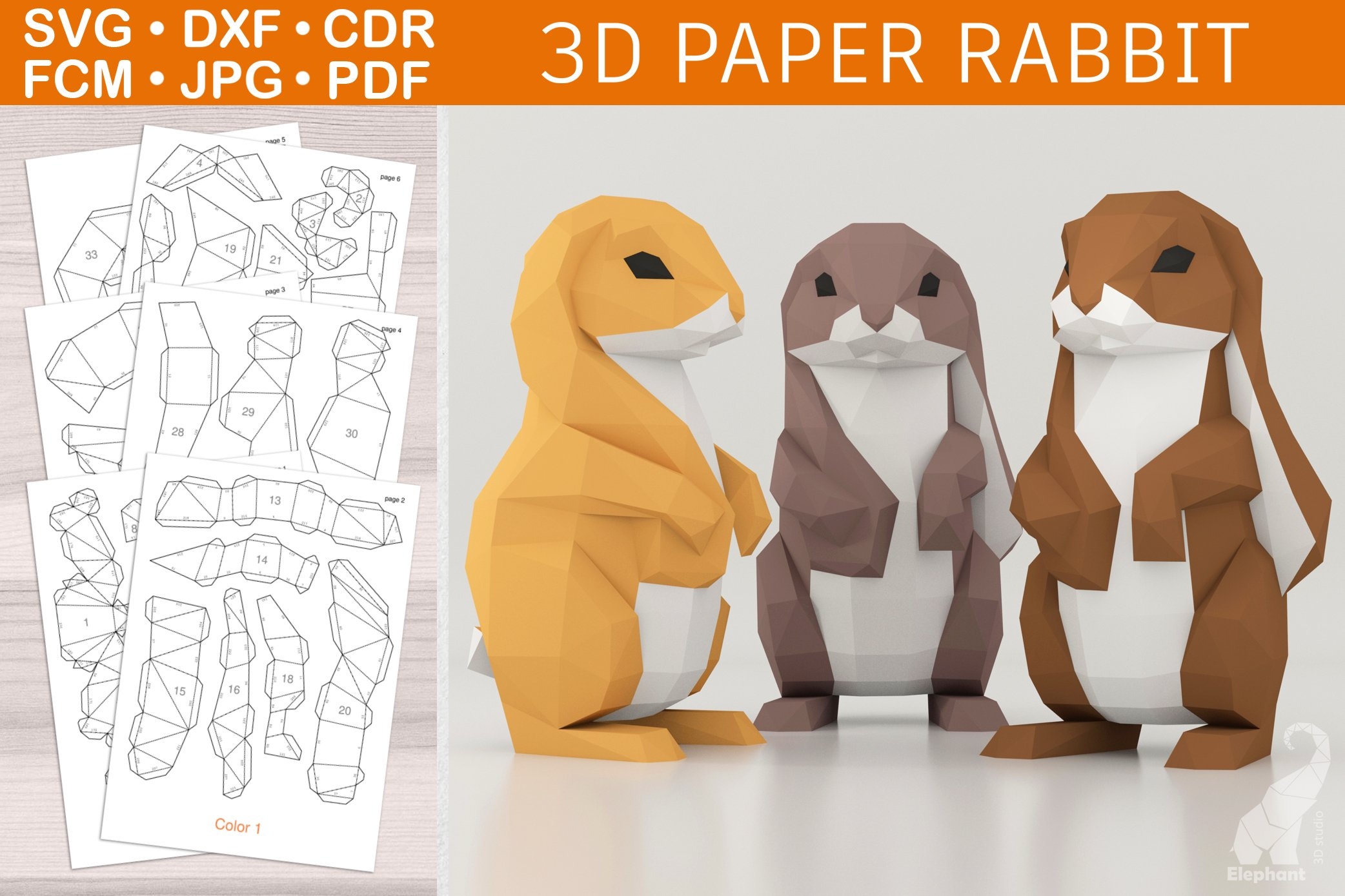 Printable 3D Paper Animals Templates