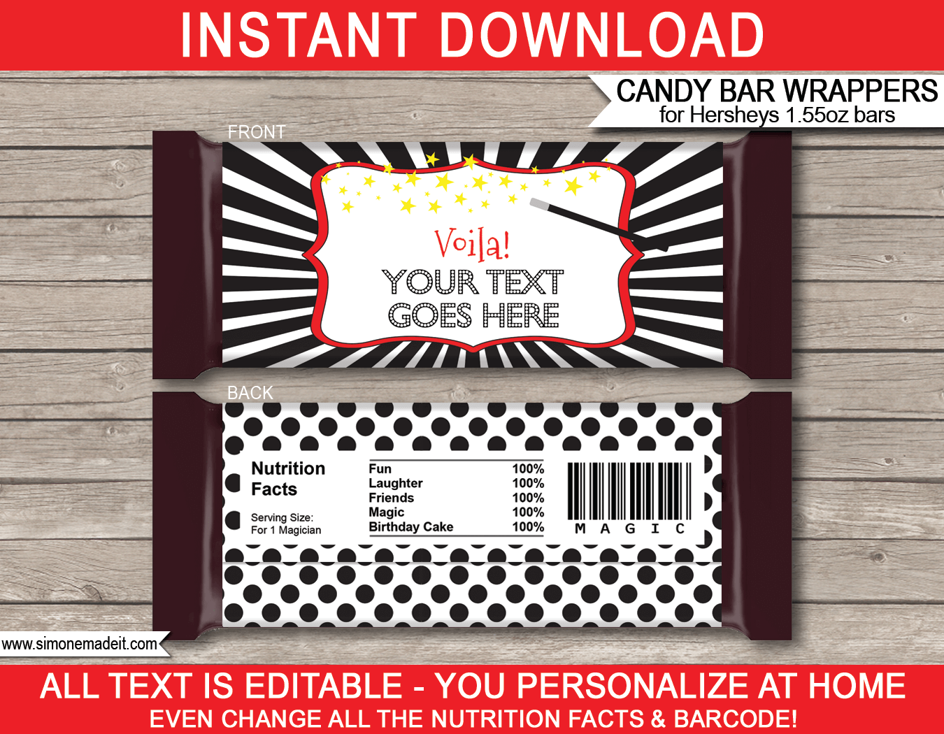 Magic Hershey Candy Bar Wrappers Template Personalized Candy Bars