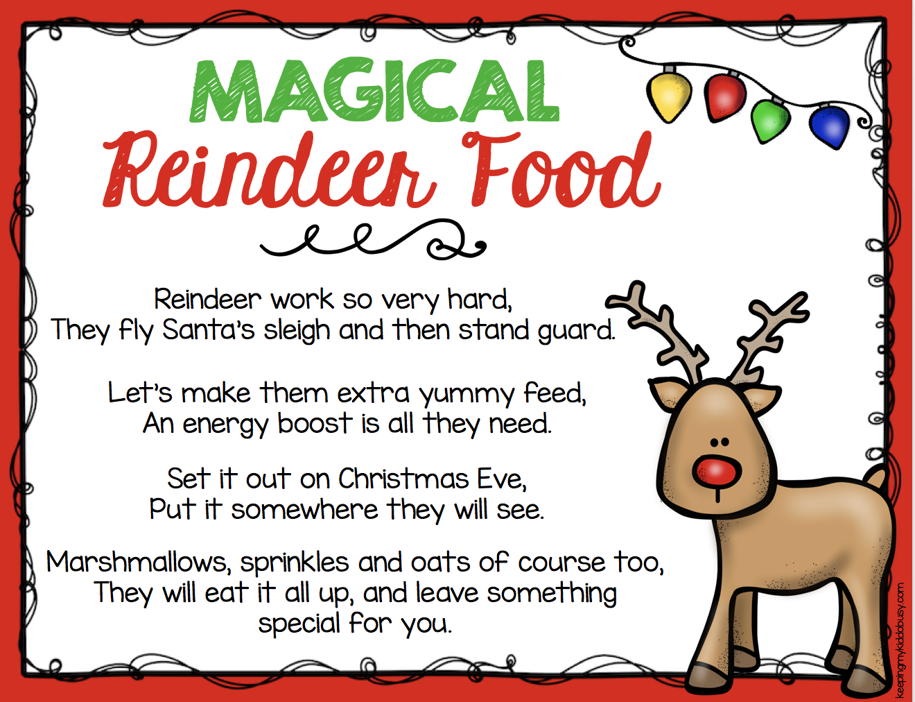 Template Reindeer Food Printable