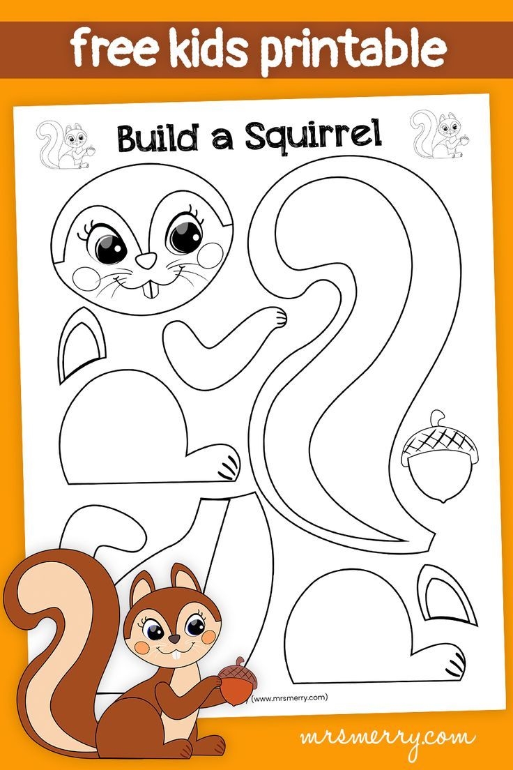 Make A Squirrel Craft Squirrel Template Printable Mrs Merry Bookmarks Kids Preschool Arts And Crafts Printable Thanksgiving Crafts