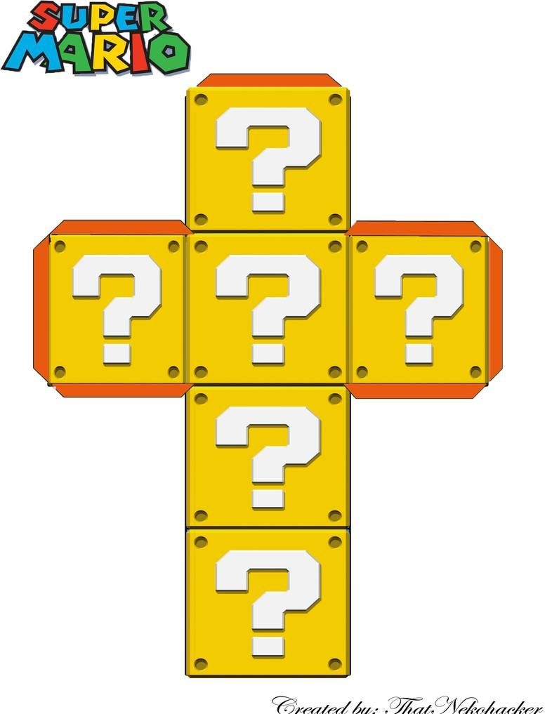 Mario Question Block Paper Craft Template By ThatNekohacker On DeviantArt Super Mario Party Mario Bros Party Mario Bros Birthday