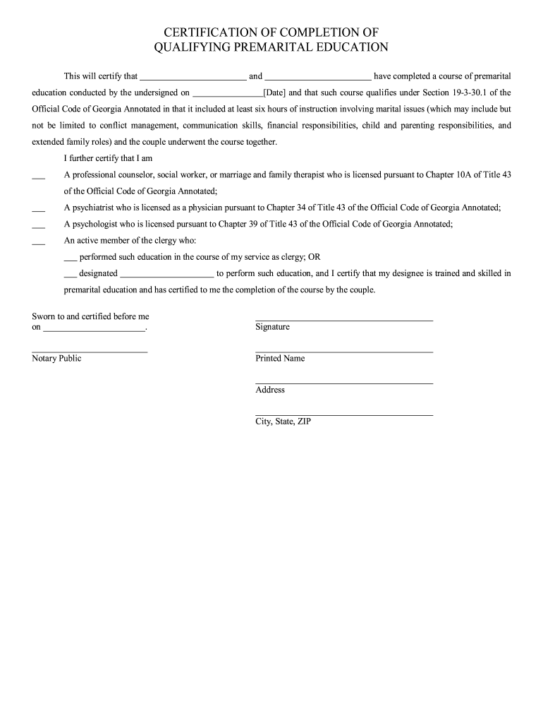 Marriage Counseling Certificate Template Fill Online Printable Fillable Blank PdfFiller