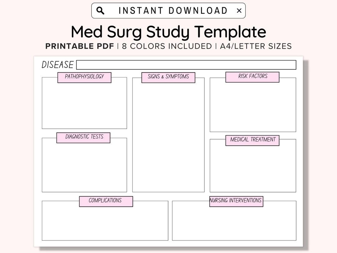 Free Printable Nursing Study Template