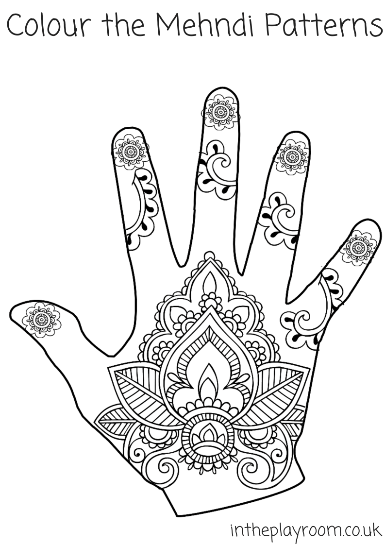 Mehndi Hand Coloring Pages And Templates Henna Design Printable Mehndi Patterns Mehndi