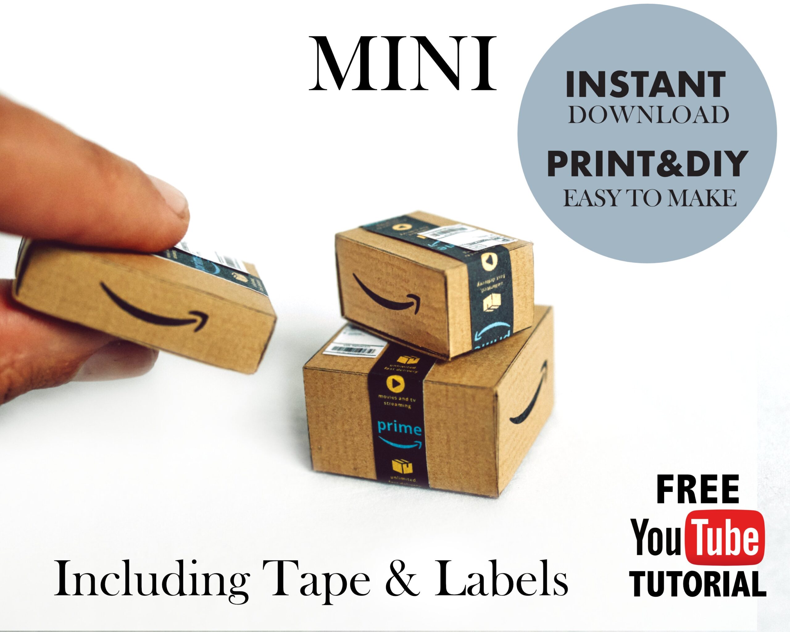 Mini AMAZON BOX 1 6 Template Instant Download Printable Packages Etsy