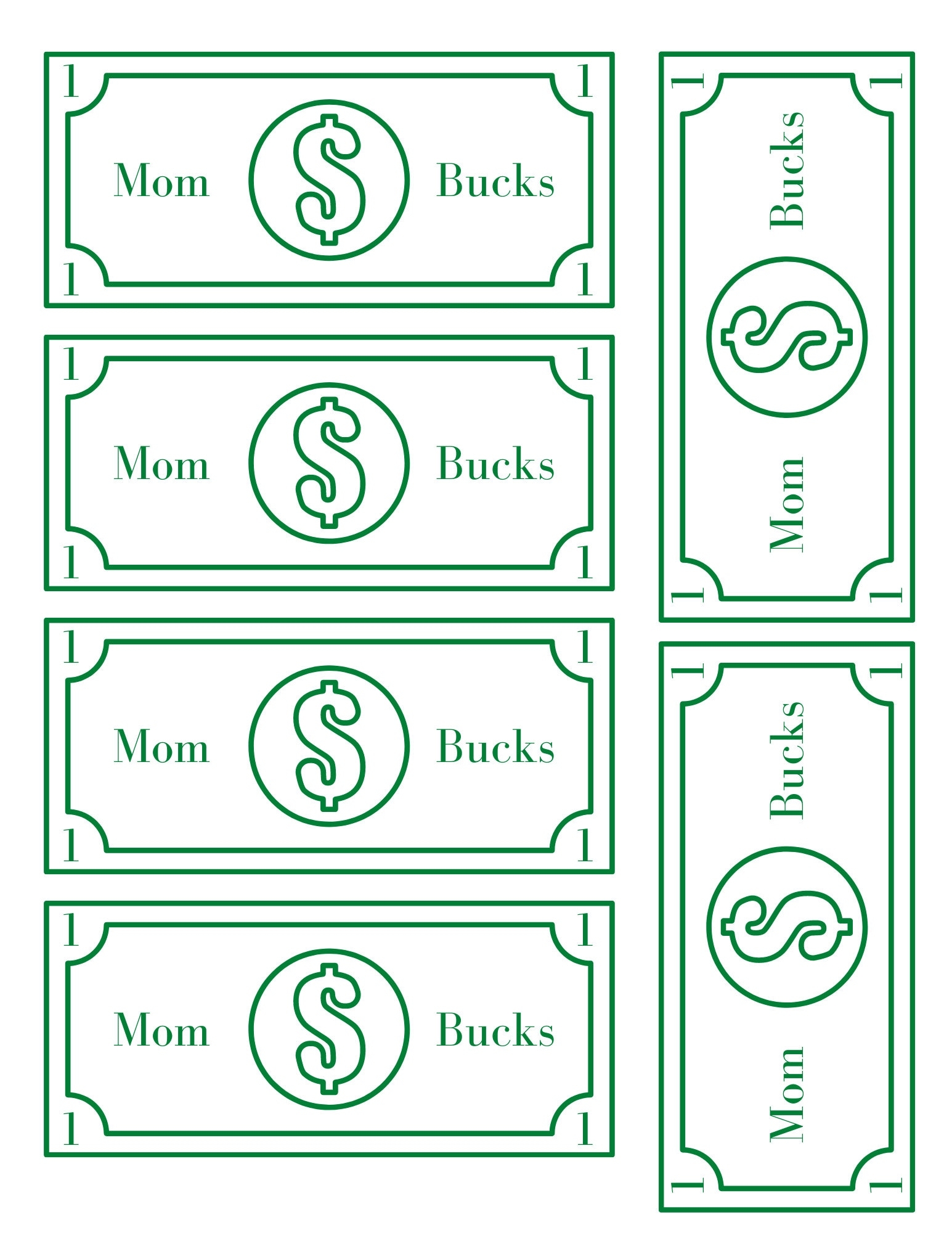 Free Printable Mom Bucks Template