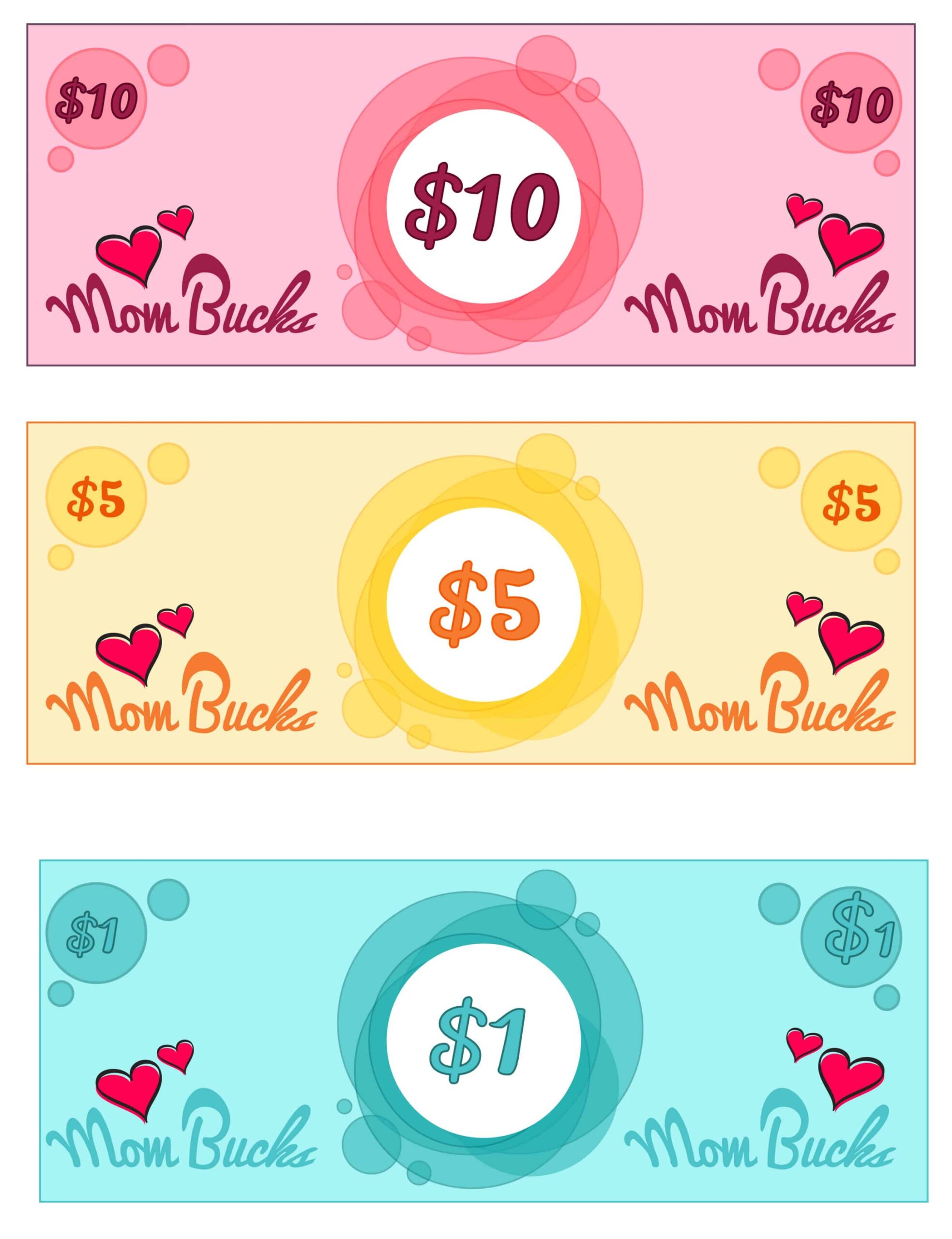 Mom Bucks Printable 3 Denominations Freebie Finding Mom