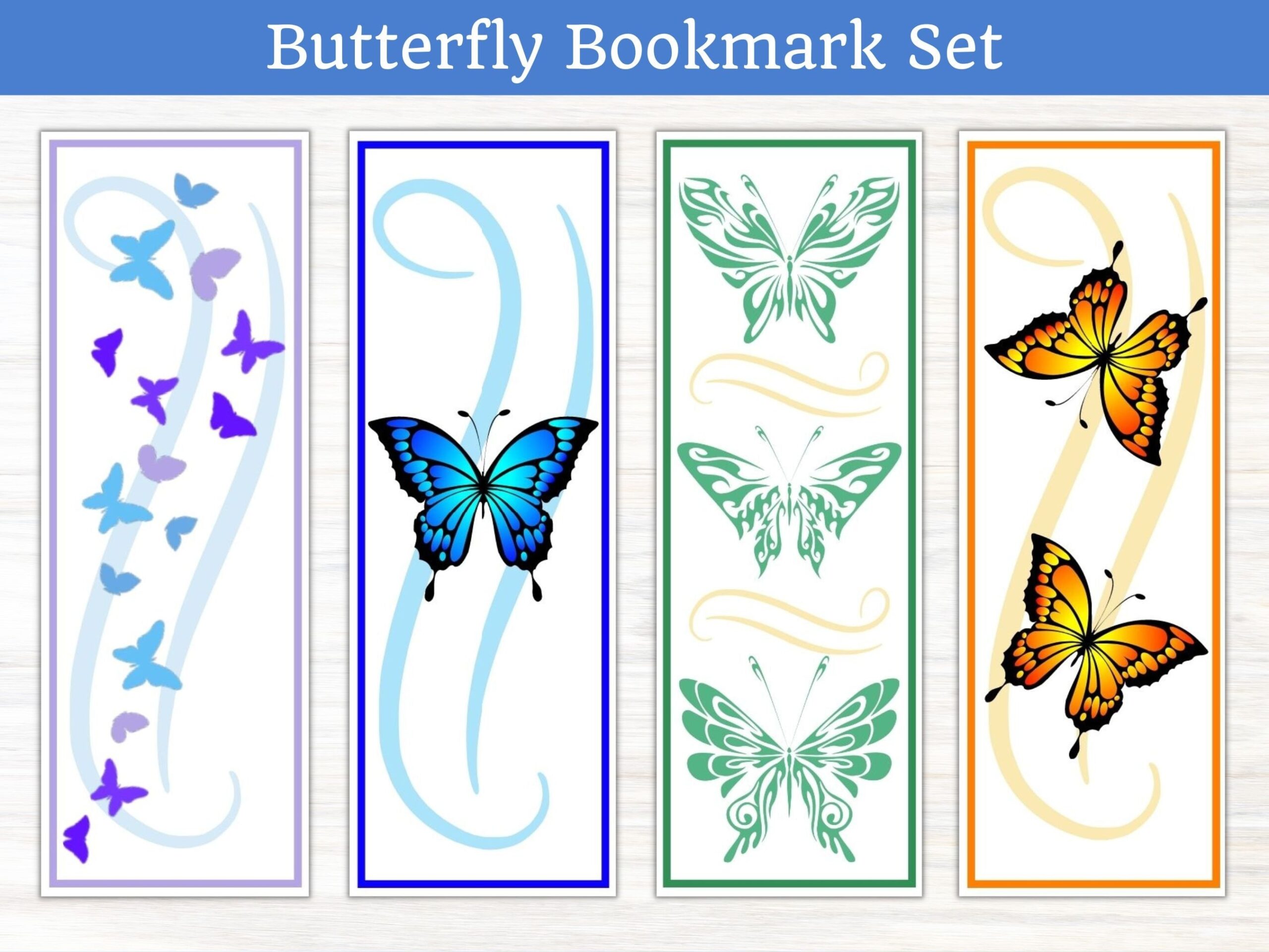 Monarch Butterfly Bookmark Printable Pretty Butterfly Bookmarks Digital Download Green Abstract Butterflies Bookmark Etsy