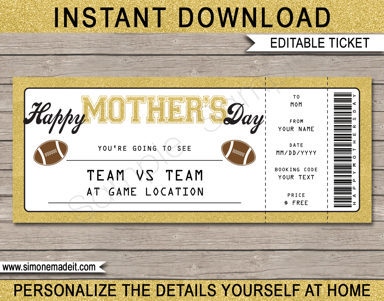 Printable Football Ticket Template