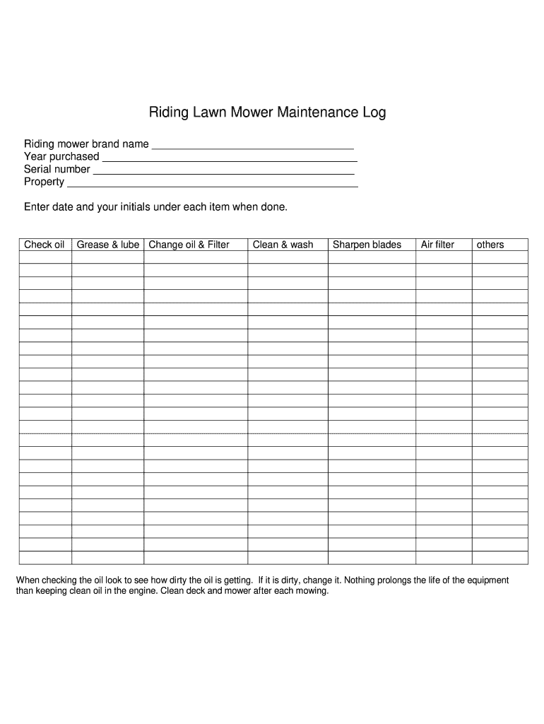 Printable Lawn Mowing Schedule Template