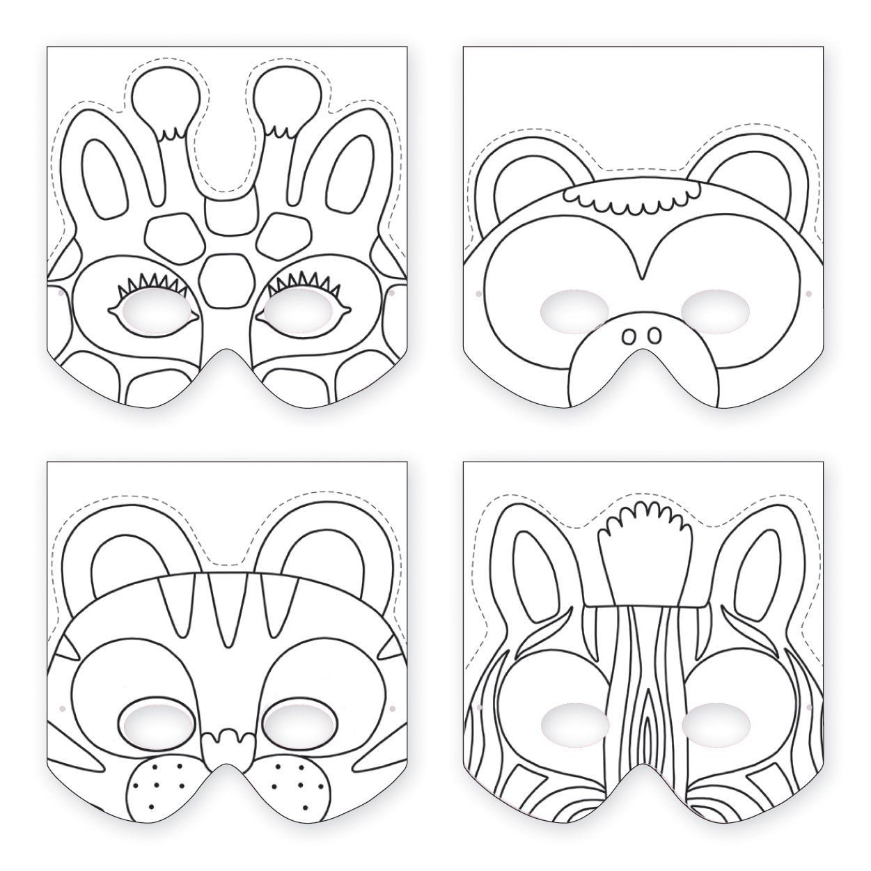 Printable Jungle Animal Mask Templates