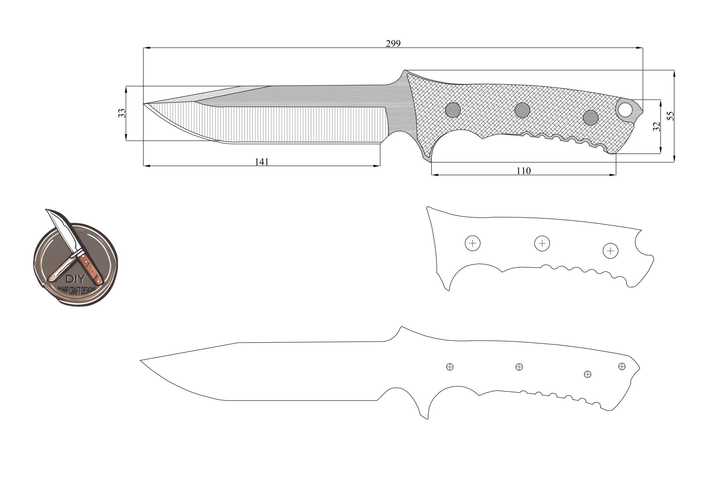 Printable Combat Knife Template