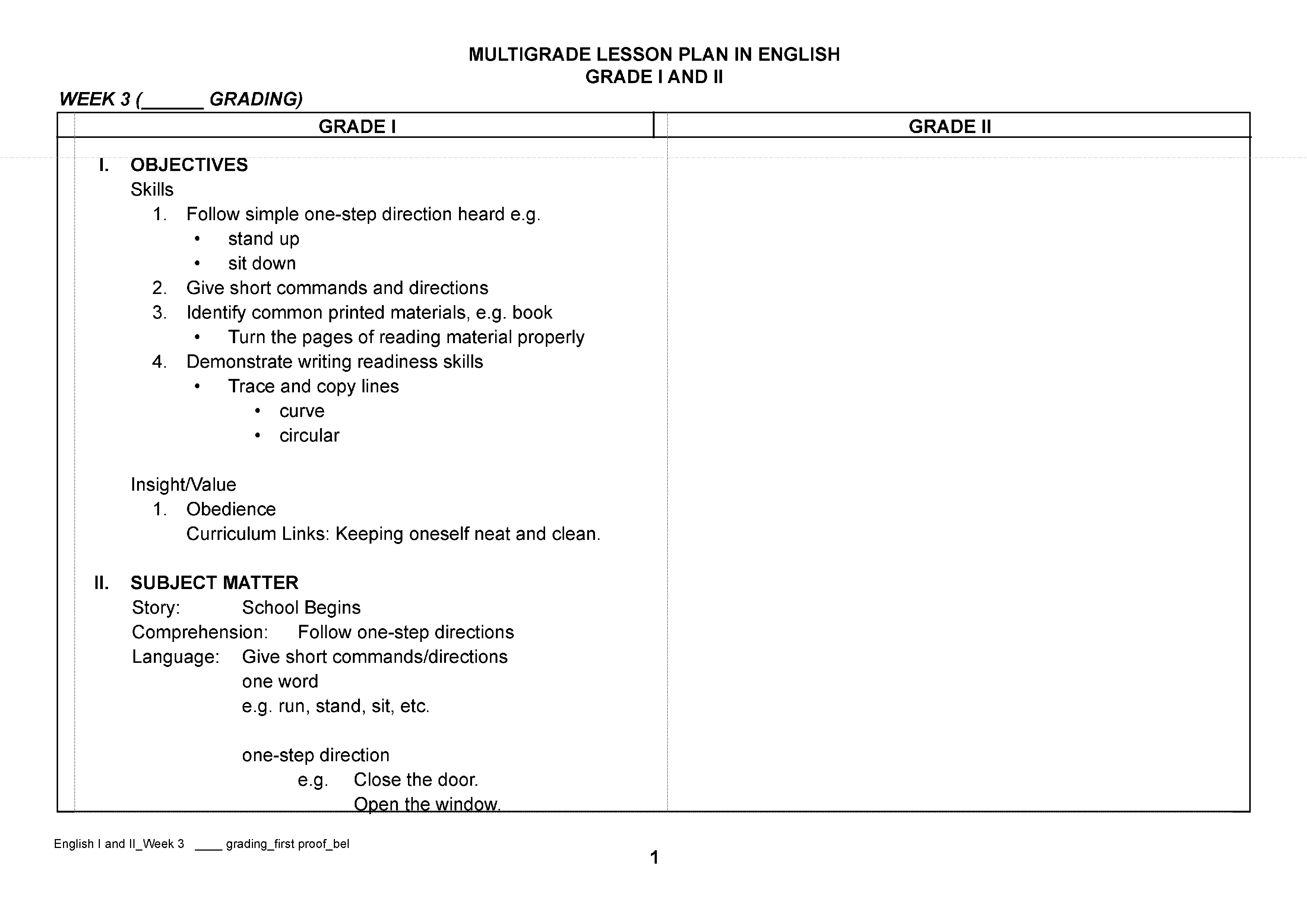 Multigrade Teaching Lesson Plan Templates At Allbusinesstemplates
