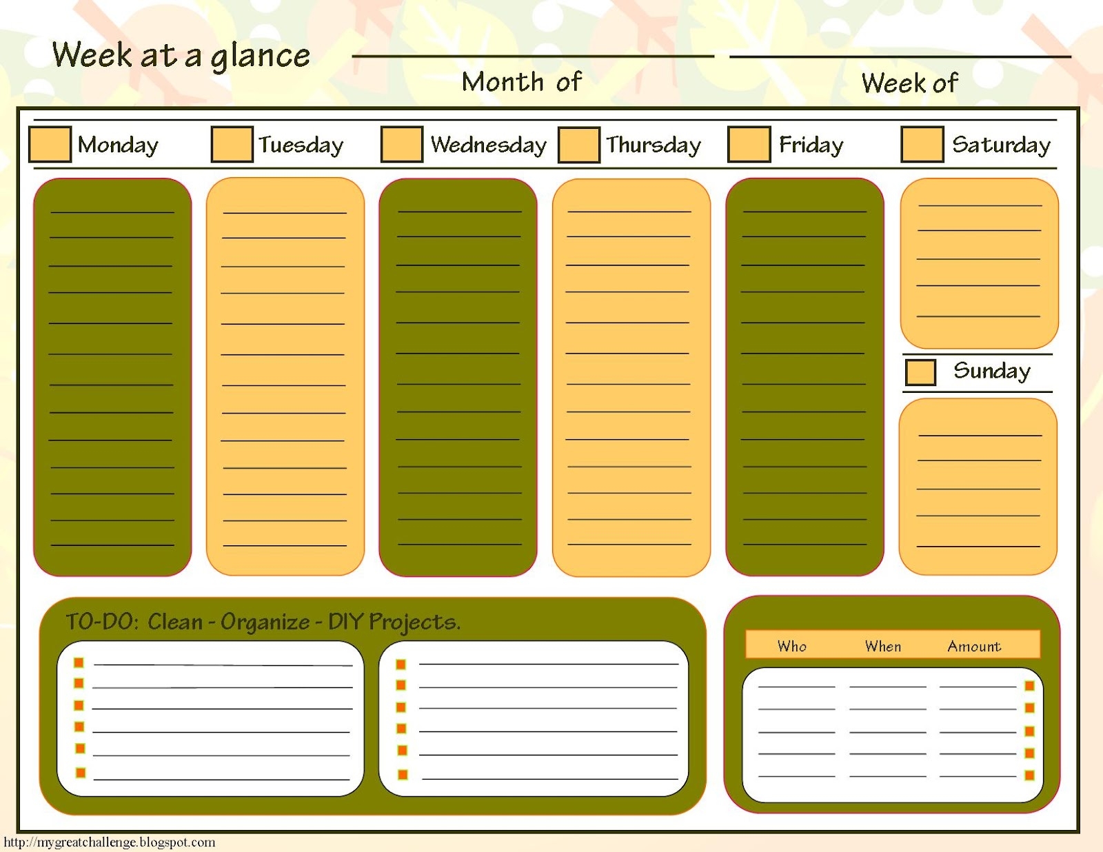 My Great Challenge Home Management Filing System Templates