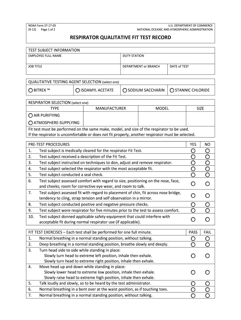 N95 Fit Test Form Fill Online Printable Fillable Blank PdfFiller