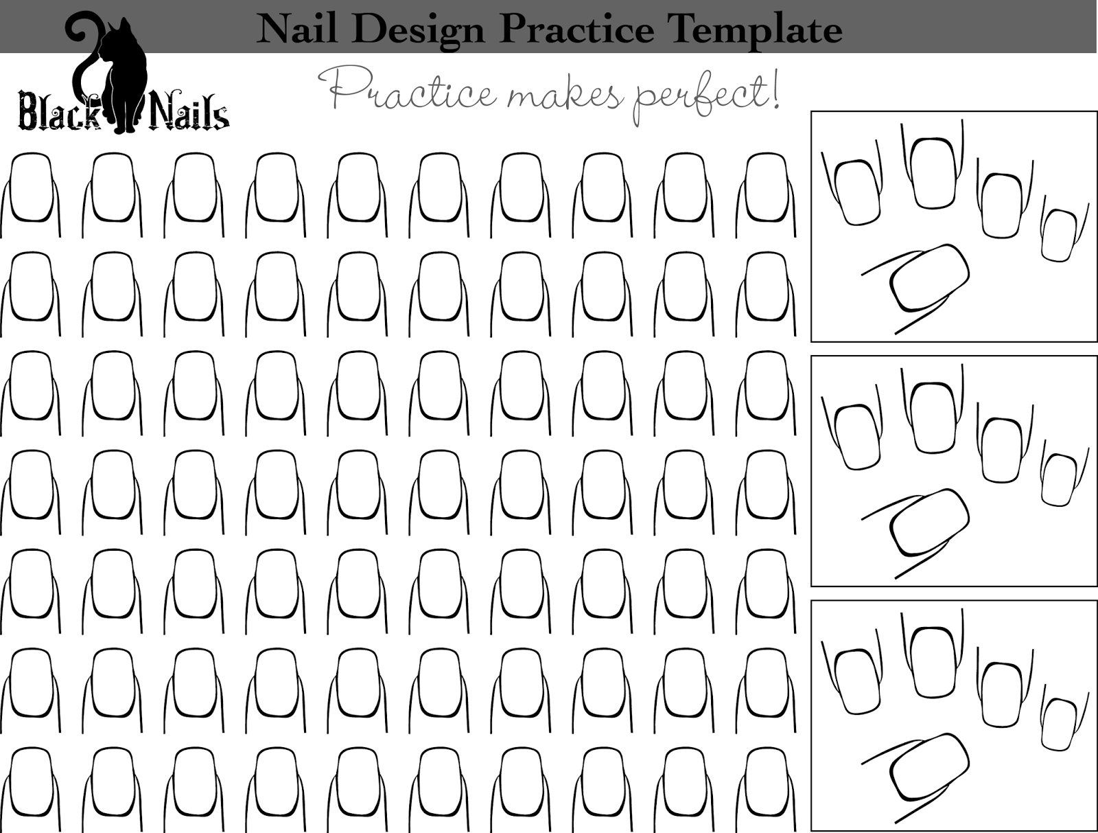 Nail Art Practice Sheet Printable Nail Art Printable Nail Art Templates Almond Shaped Nails Designs