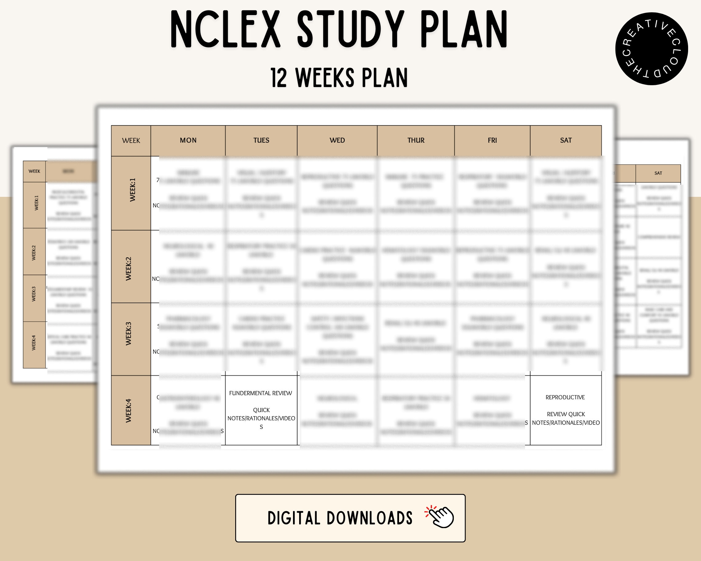 Nclex Study Plan Nclex Prep 12 Weeks Nclex Study Schedule Nclex Study Guide Nursing Essentials Nclex Study Calender Etsy