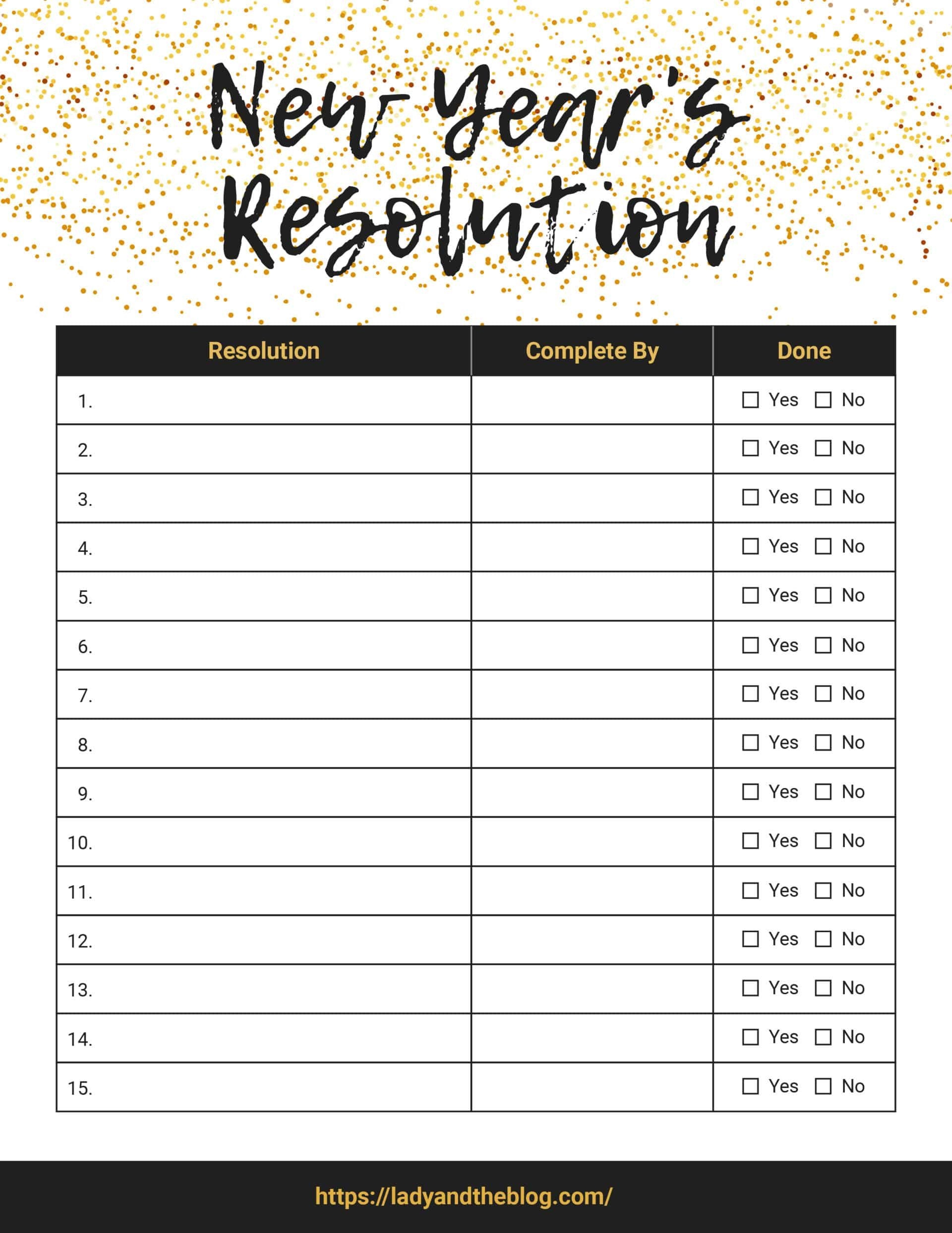 New Year s Resolution List Free Promise Printable Here New Years Resolutions Template New Years Resolution List Resolution List