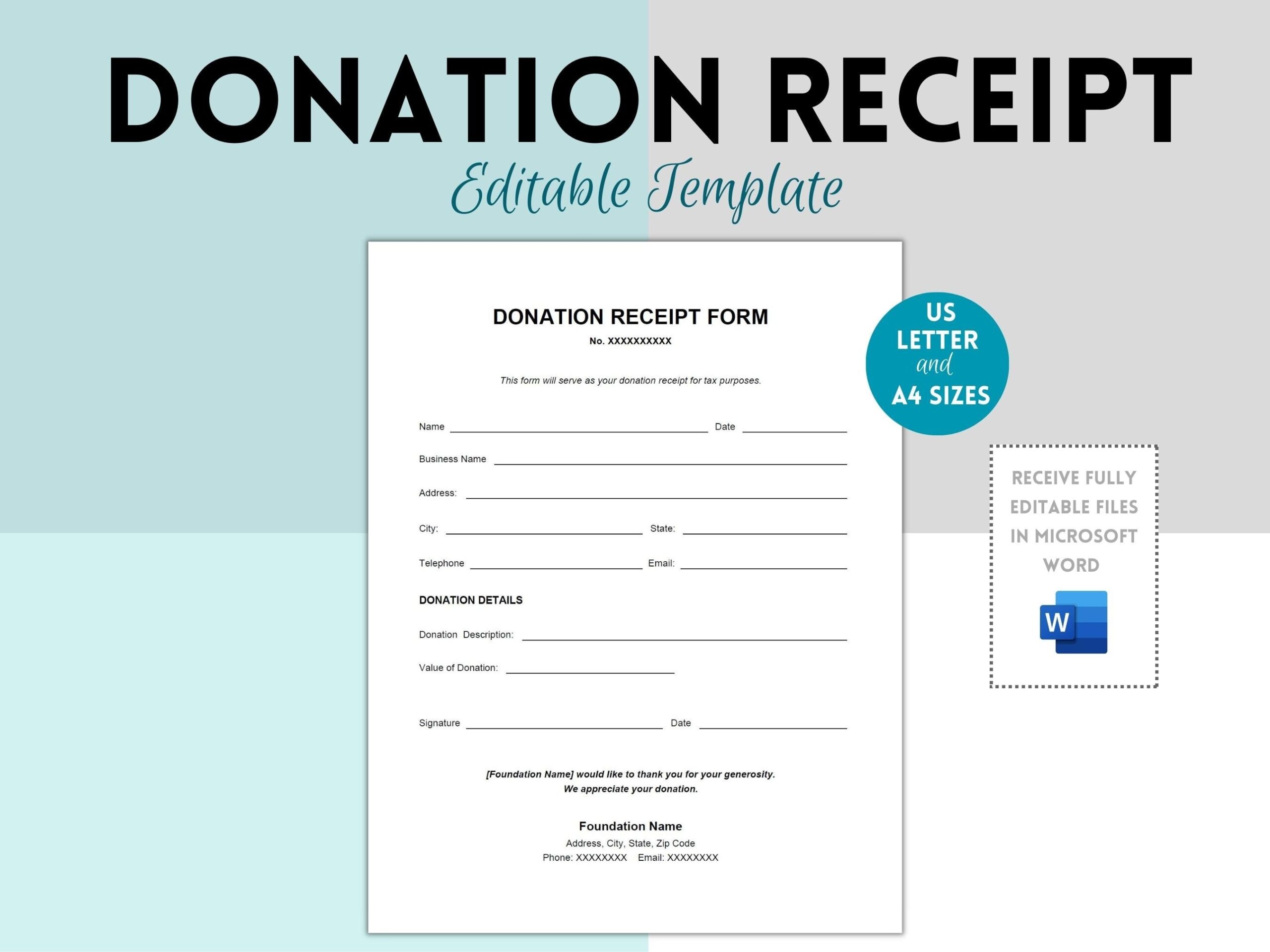 Nonprofit Donation Receipt Donation Receipt Forms Donation Receipt Template Charity Donation Receipt Etsy