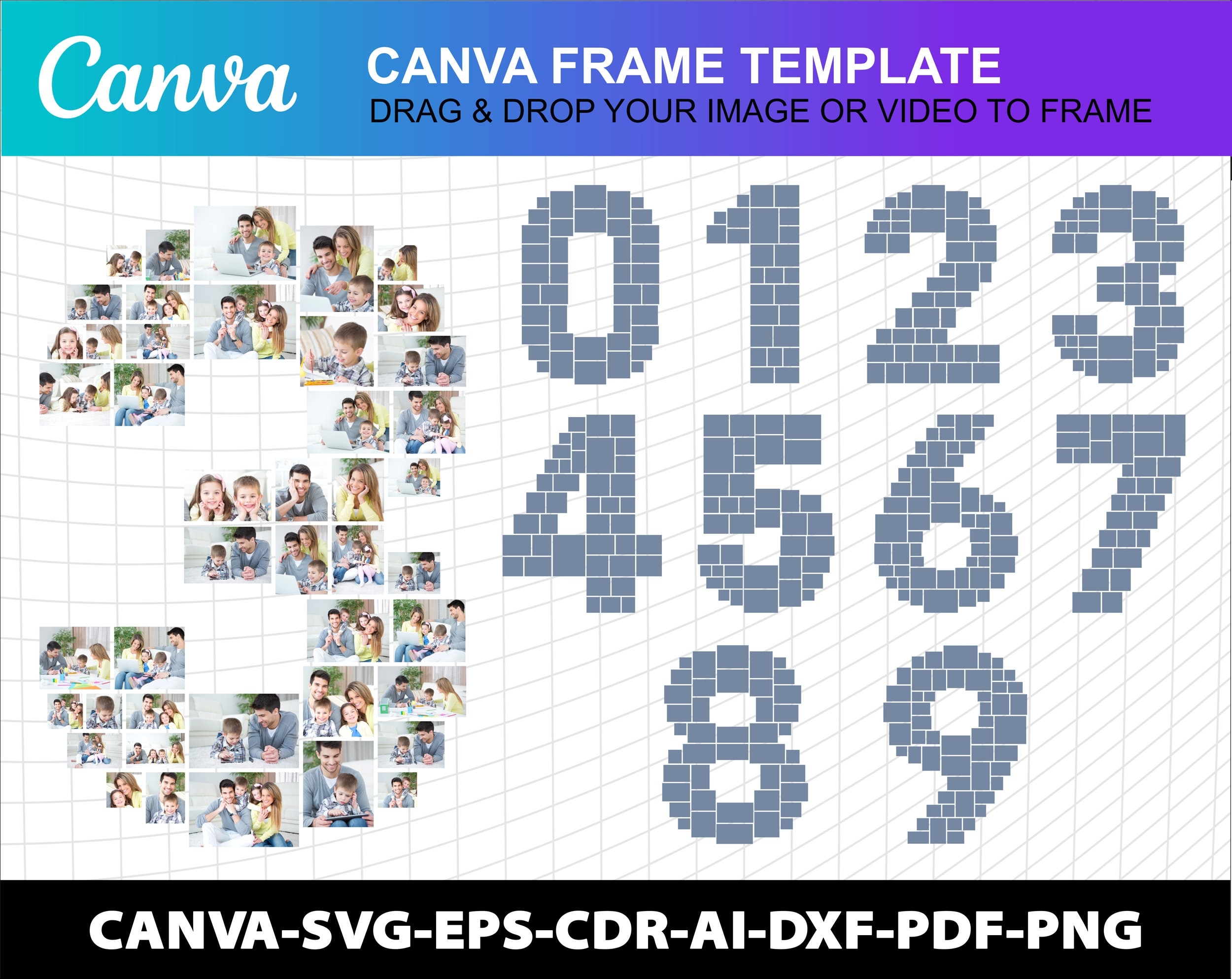 Printable Number Photo Collage Template Free
