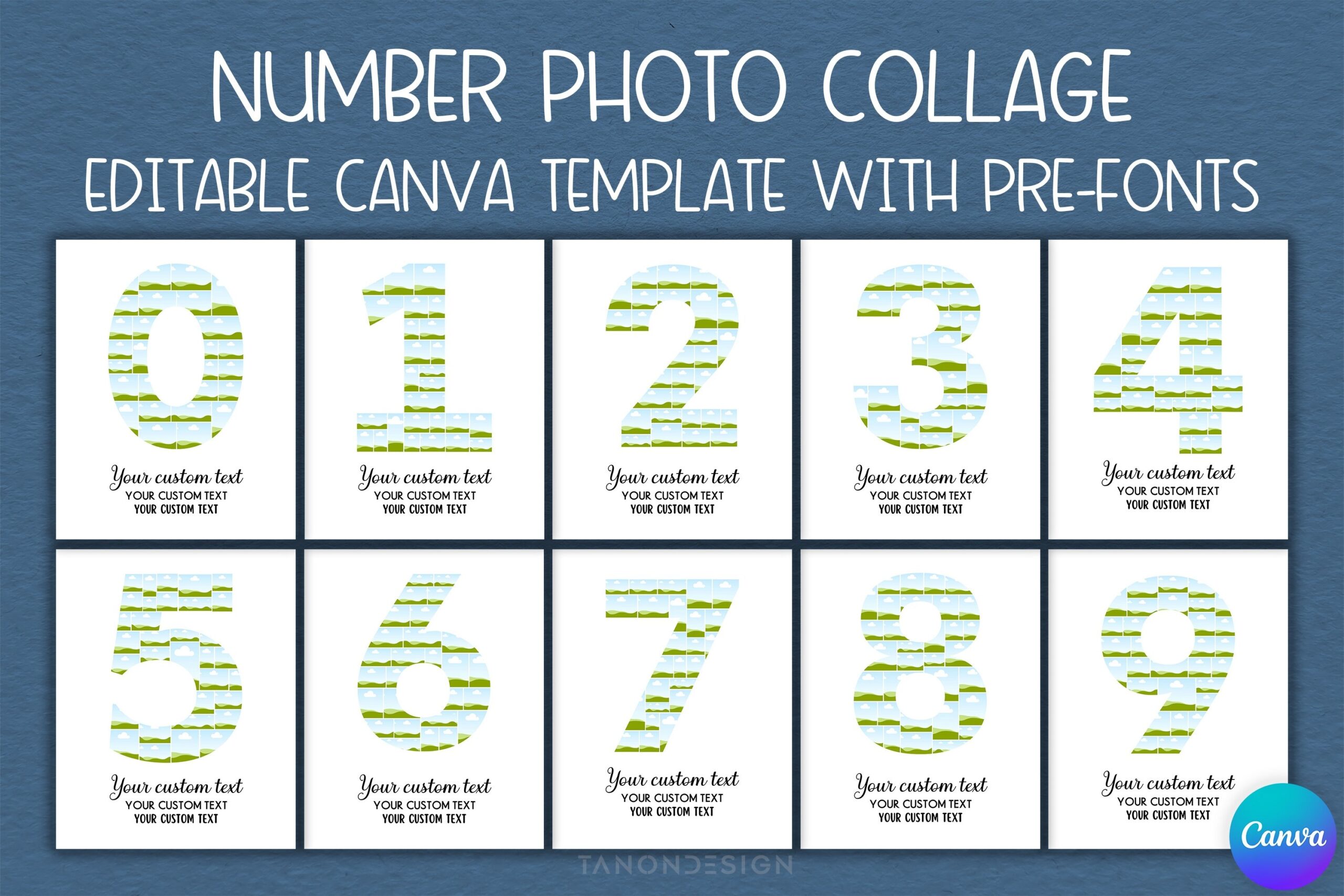 Number Photo Collage Canva Template