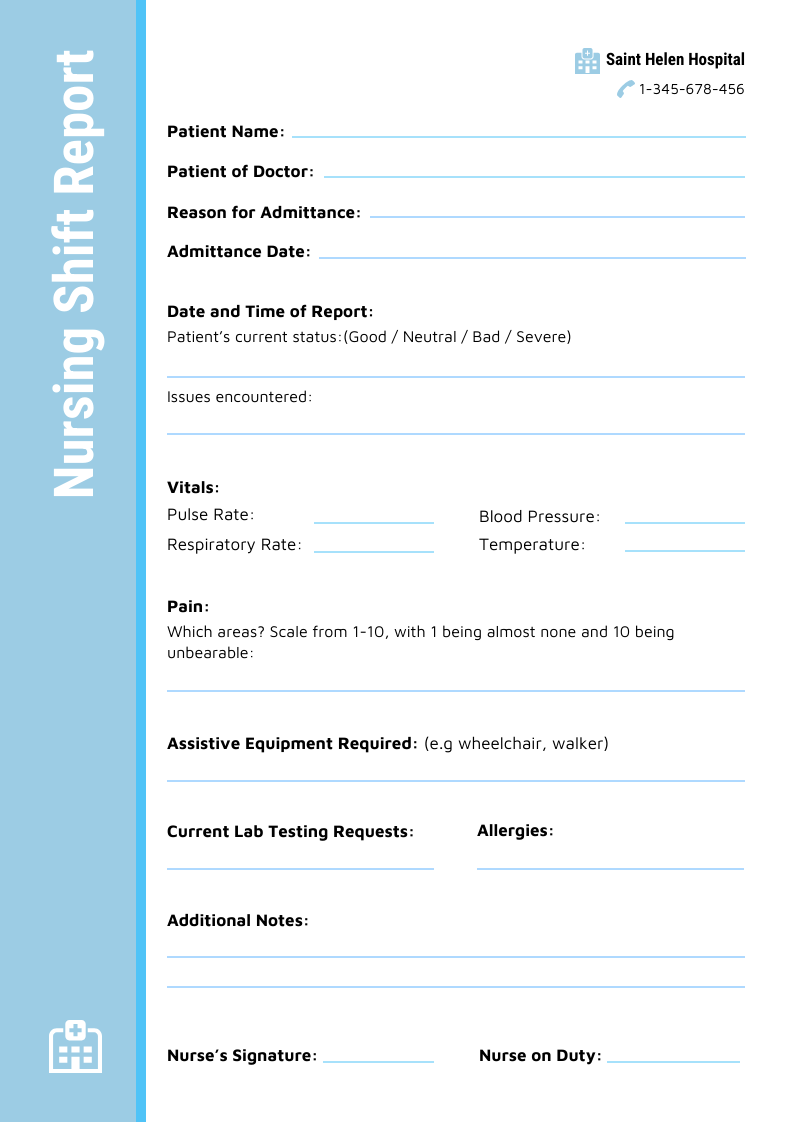 Nursing Change Of Shift Report Template Venngage