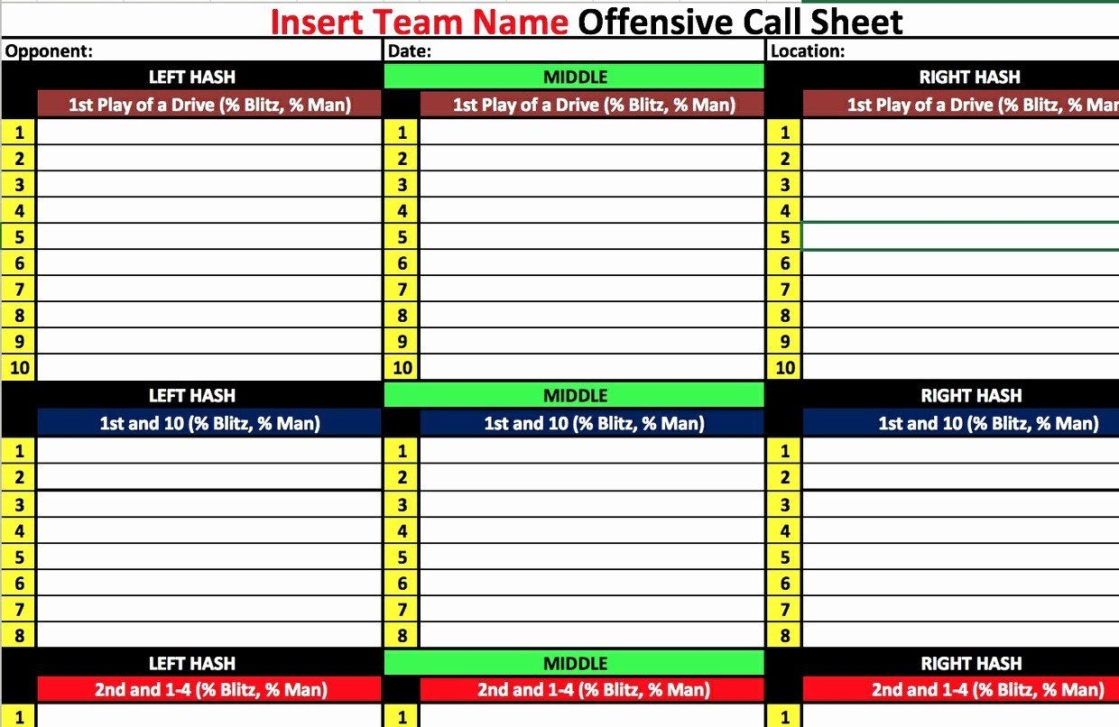 Printable Blank Football Offensive Line Template