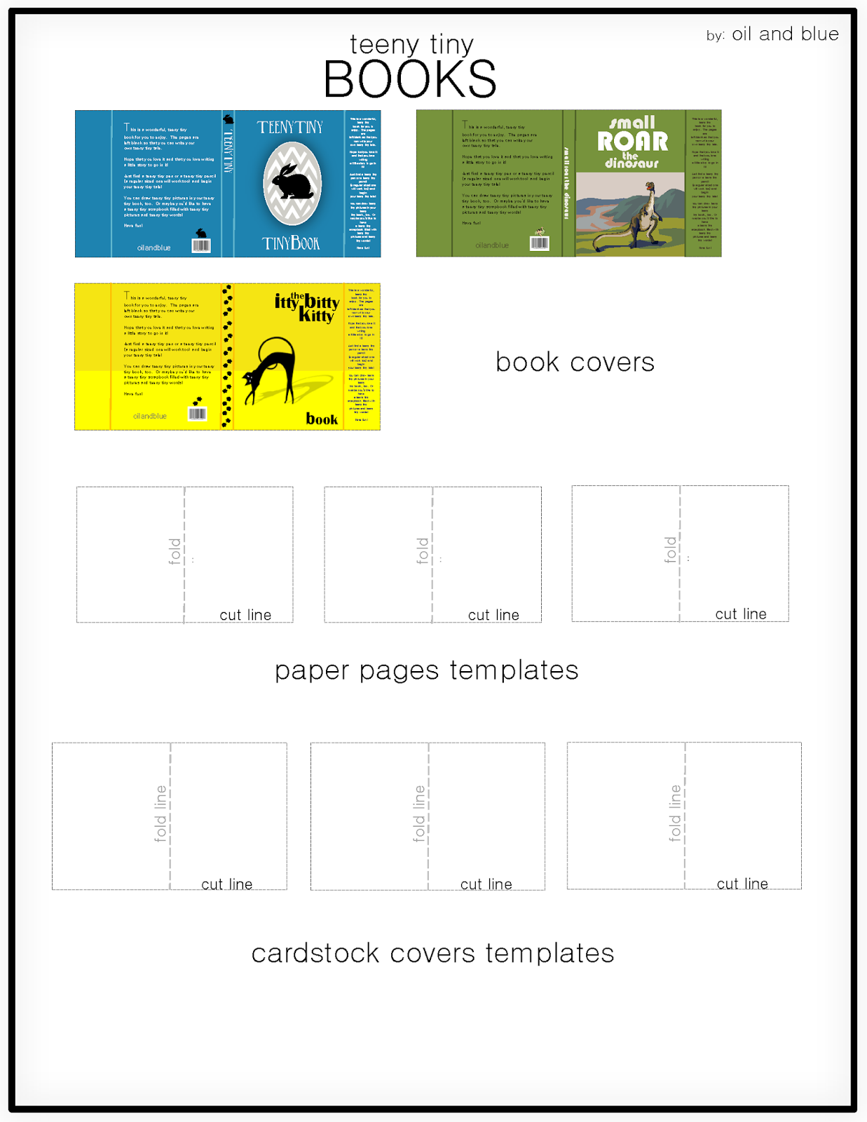 Oil And Blue TEENY TINY MINI BOOKS TEMPLATE Free Printable Mini Books Book Cover Template Book Template