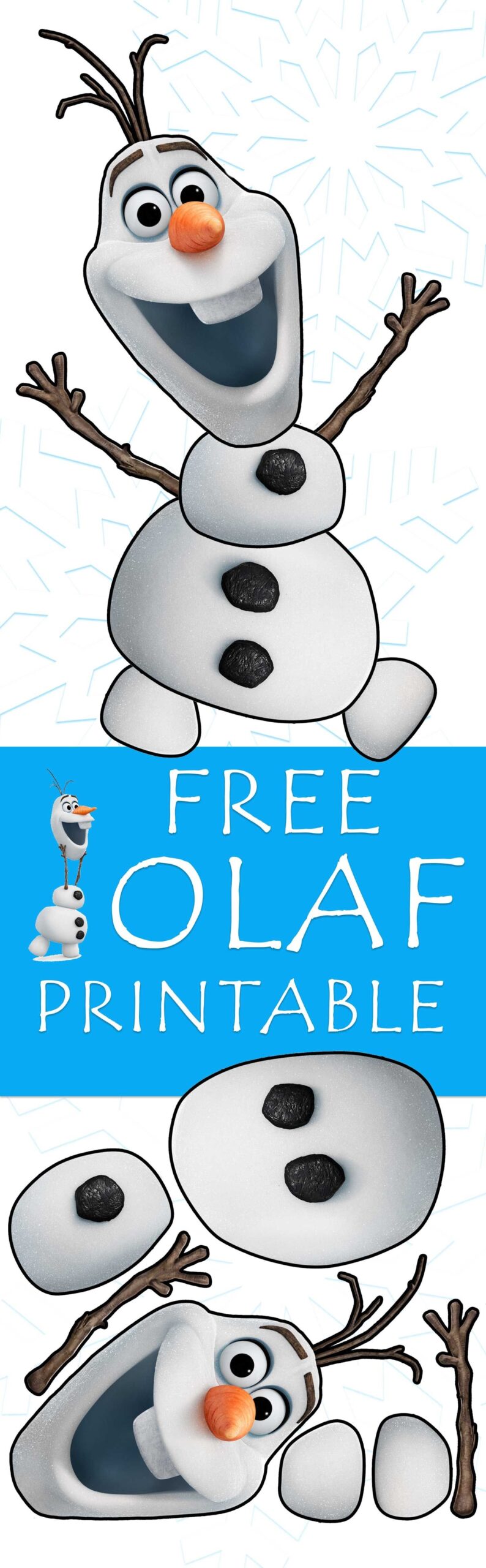 Olaf Printable From Disney Frozen Olaf Template For Crafts Olaf Birthday Party Frozen Birthday Party Printables Frozen Birthday Party