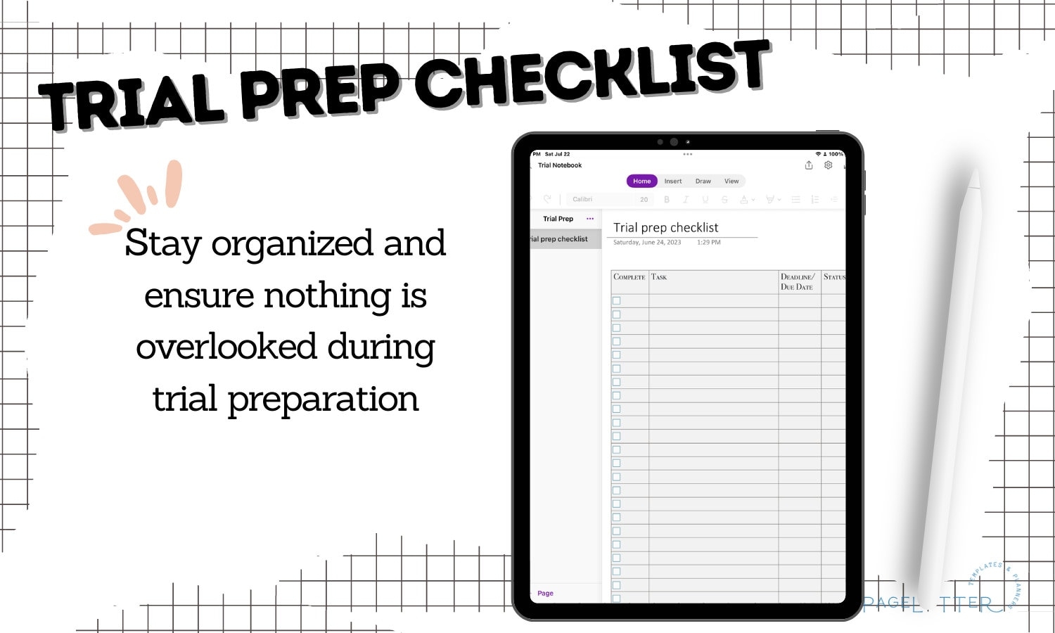 Printable Trial Notebook Template