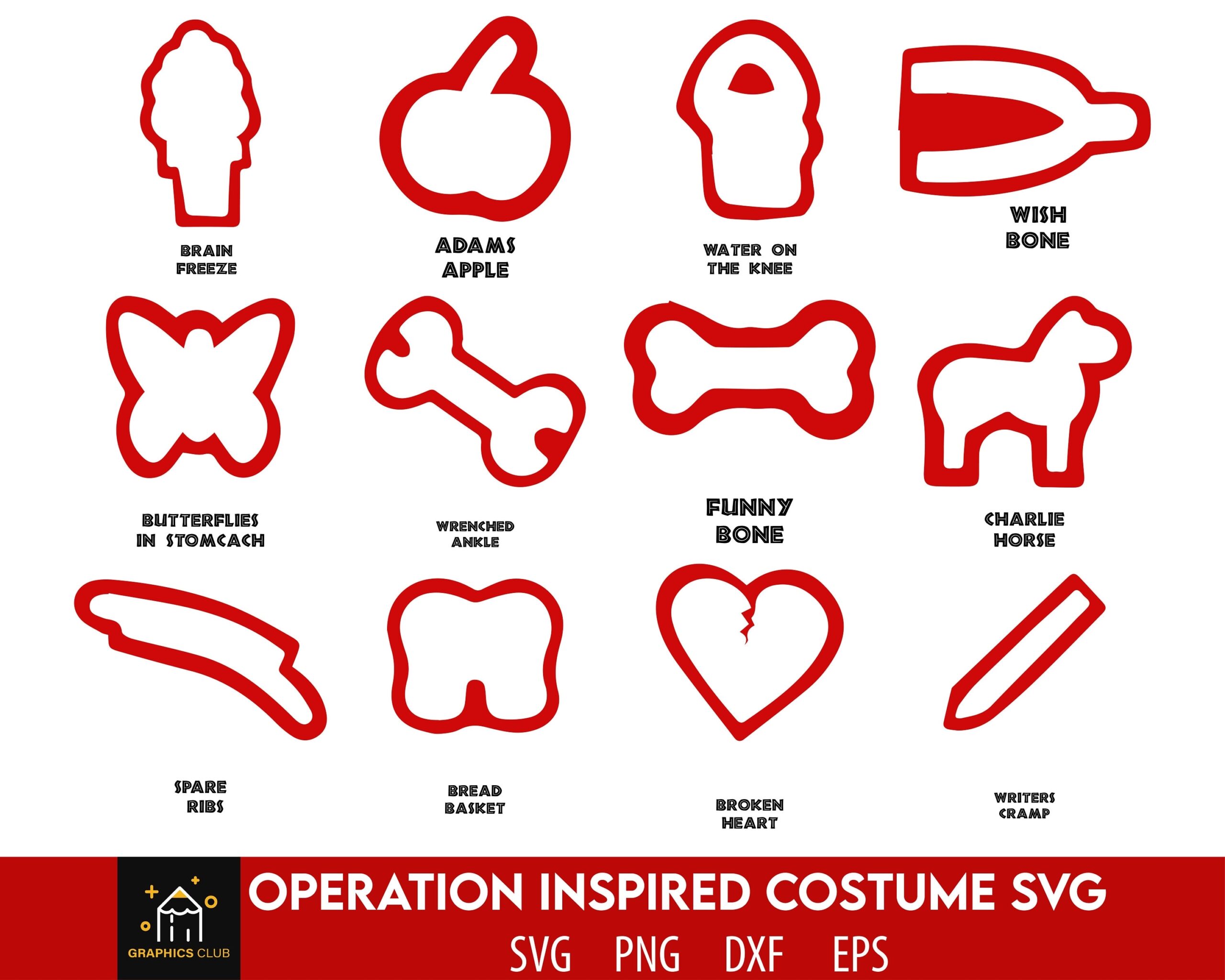 Operation Costume Svg Operation SVG Halloween Operation Pieces SVG Operation Pieces PNG Operation Pieces Halloween Costume Svg Etsy