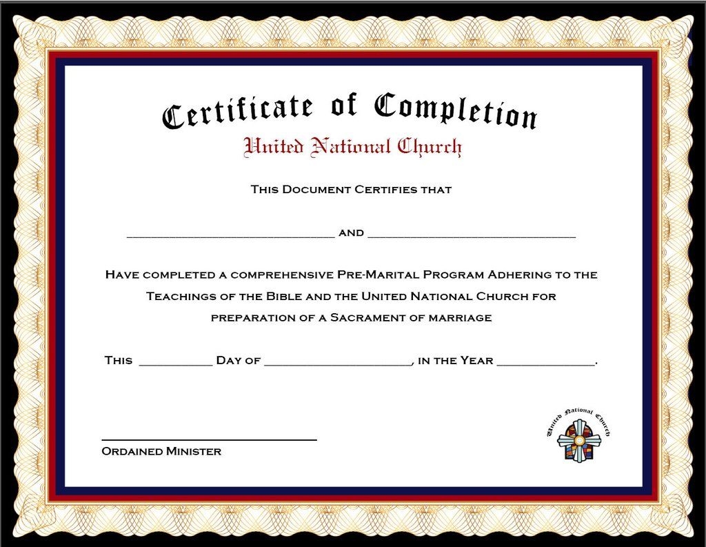 Free Printable Marriage Counseling Certificate Template