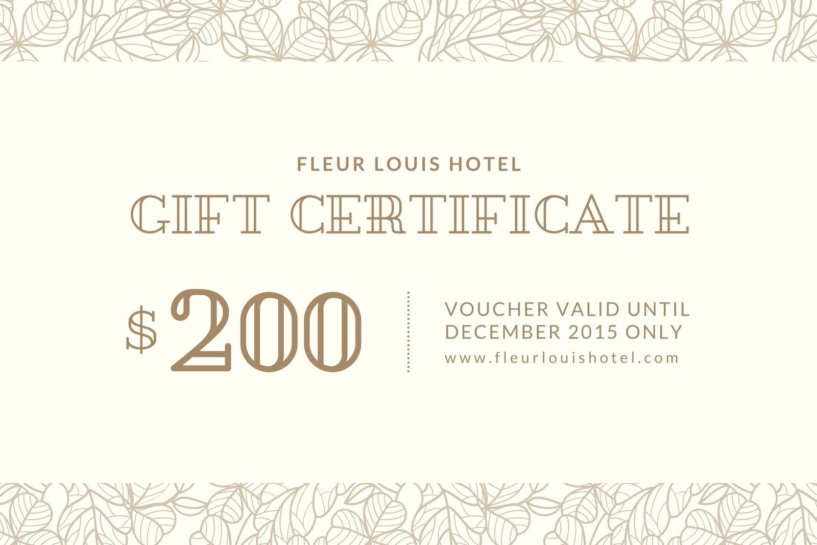 Printable Hotel Gift Certificate Template