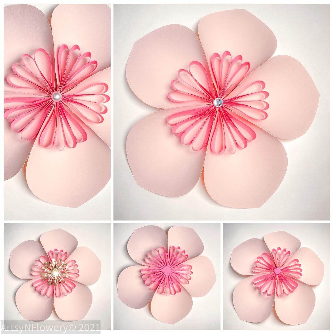 Paper Cherry Blossom Template 2 0 Paper Flower Petals In SVG PDF PNG Sakura IvaCrafts