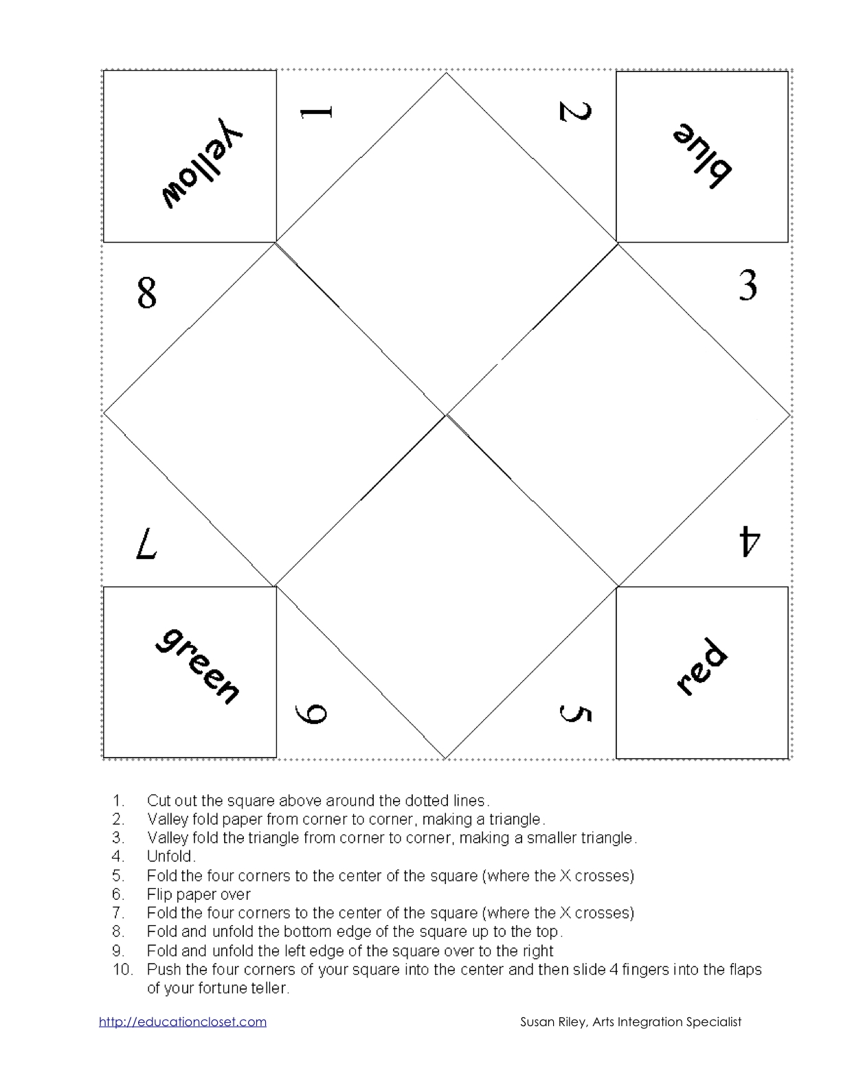 Paper Fortune Teller Template Printable