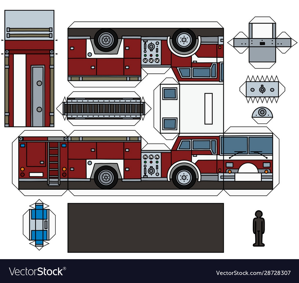 Printable Paper Fire Truck Template