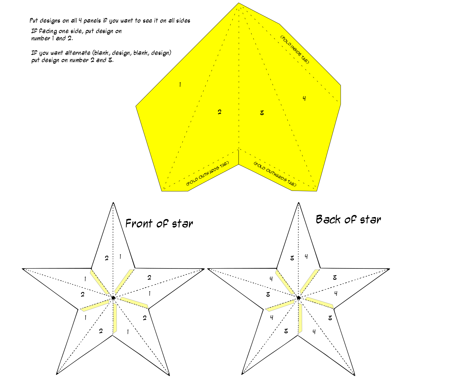 Printable 3D Paper Star Template