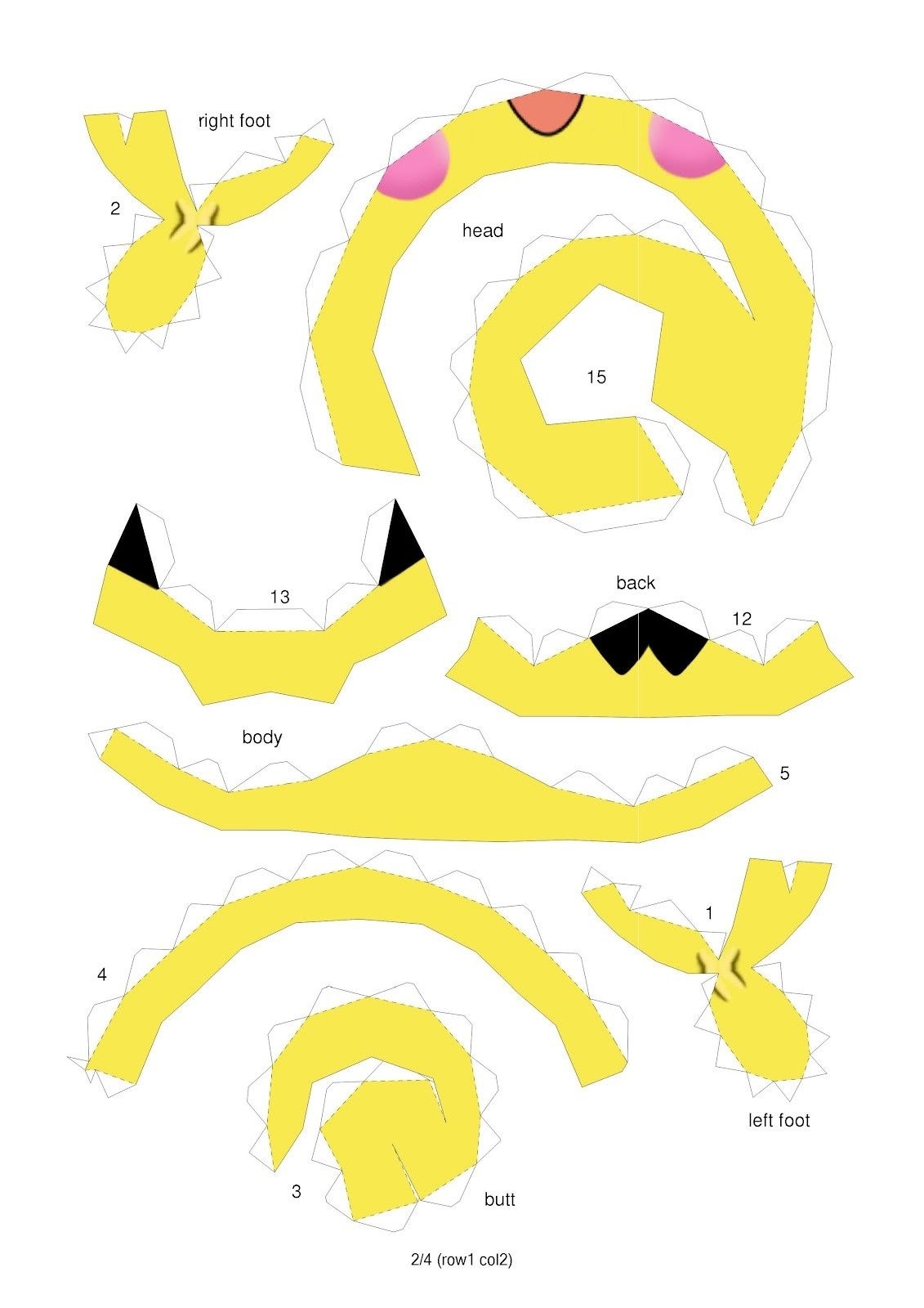 Cut Out Printable Pikachu Papercraft Template