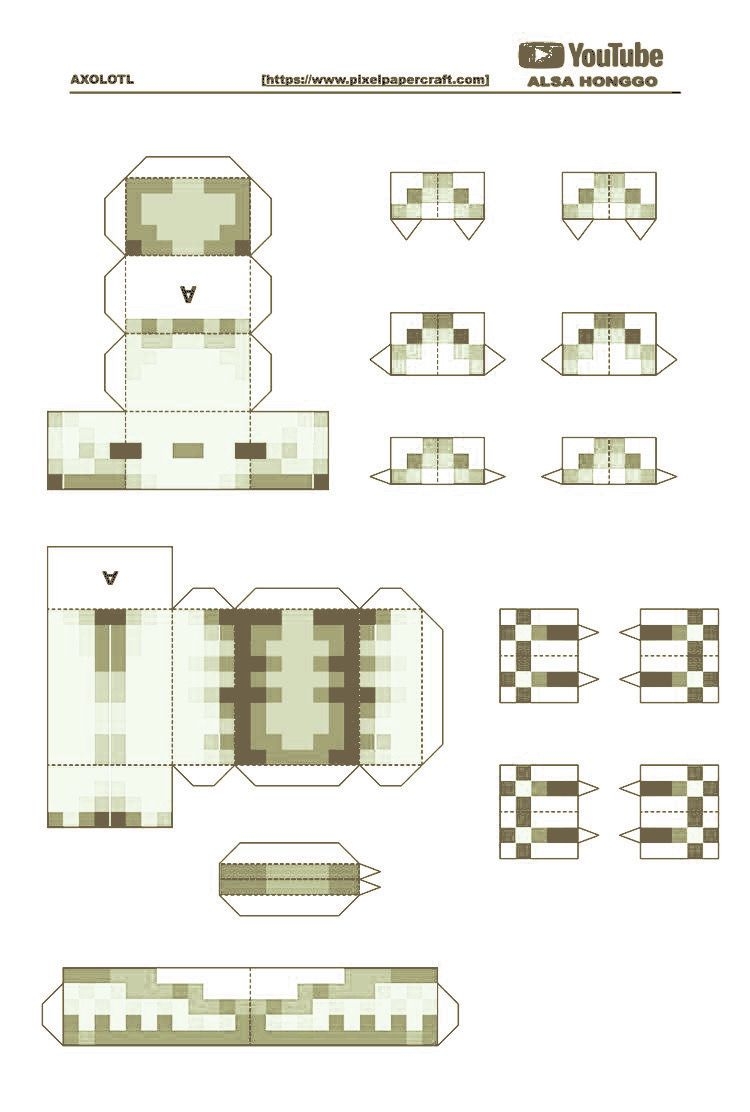 Printable Minecraft Papercraft Axolotl Template