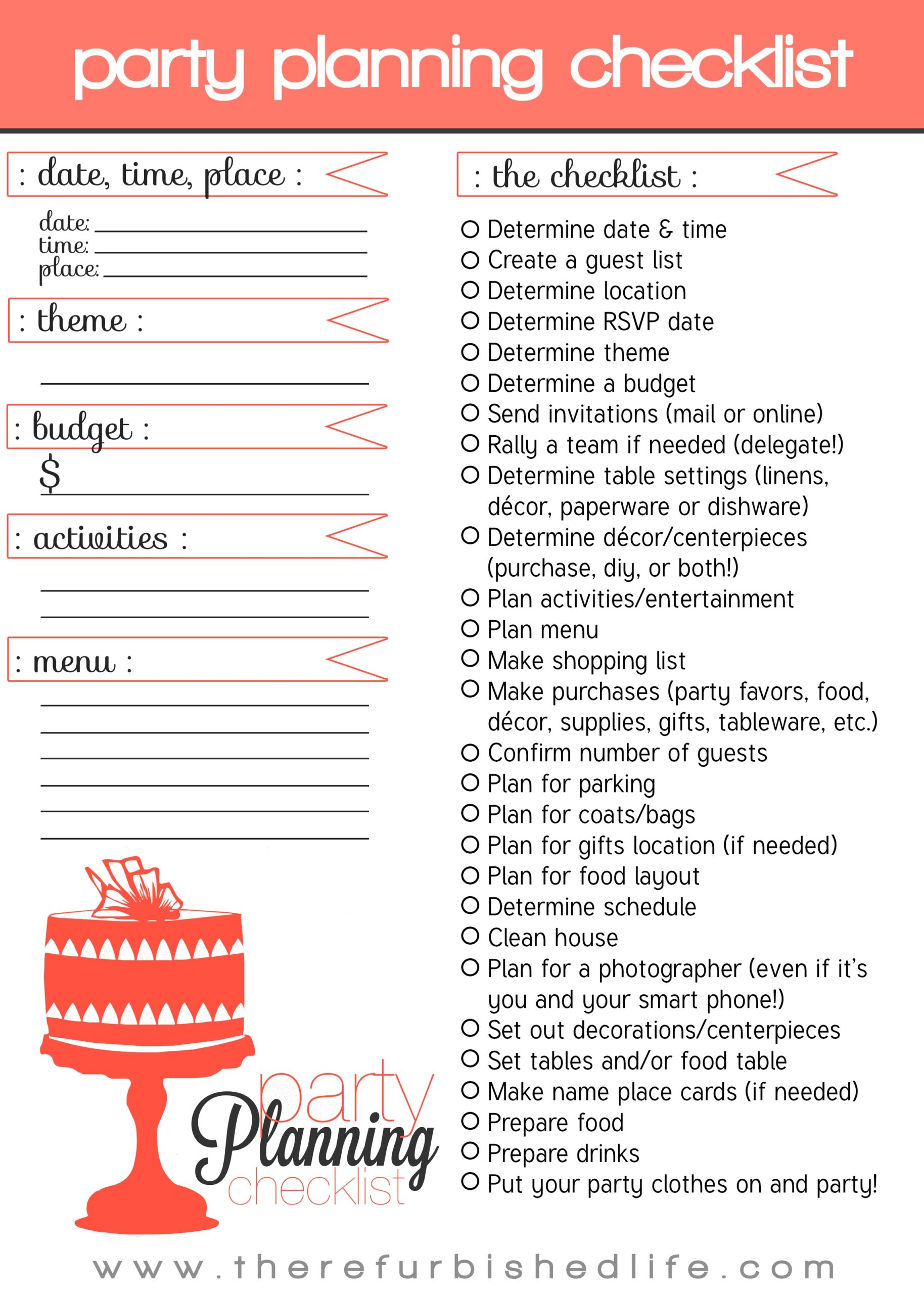 Printable Quinceanera Checklist Template