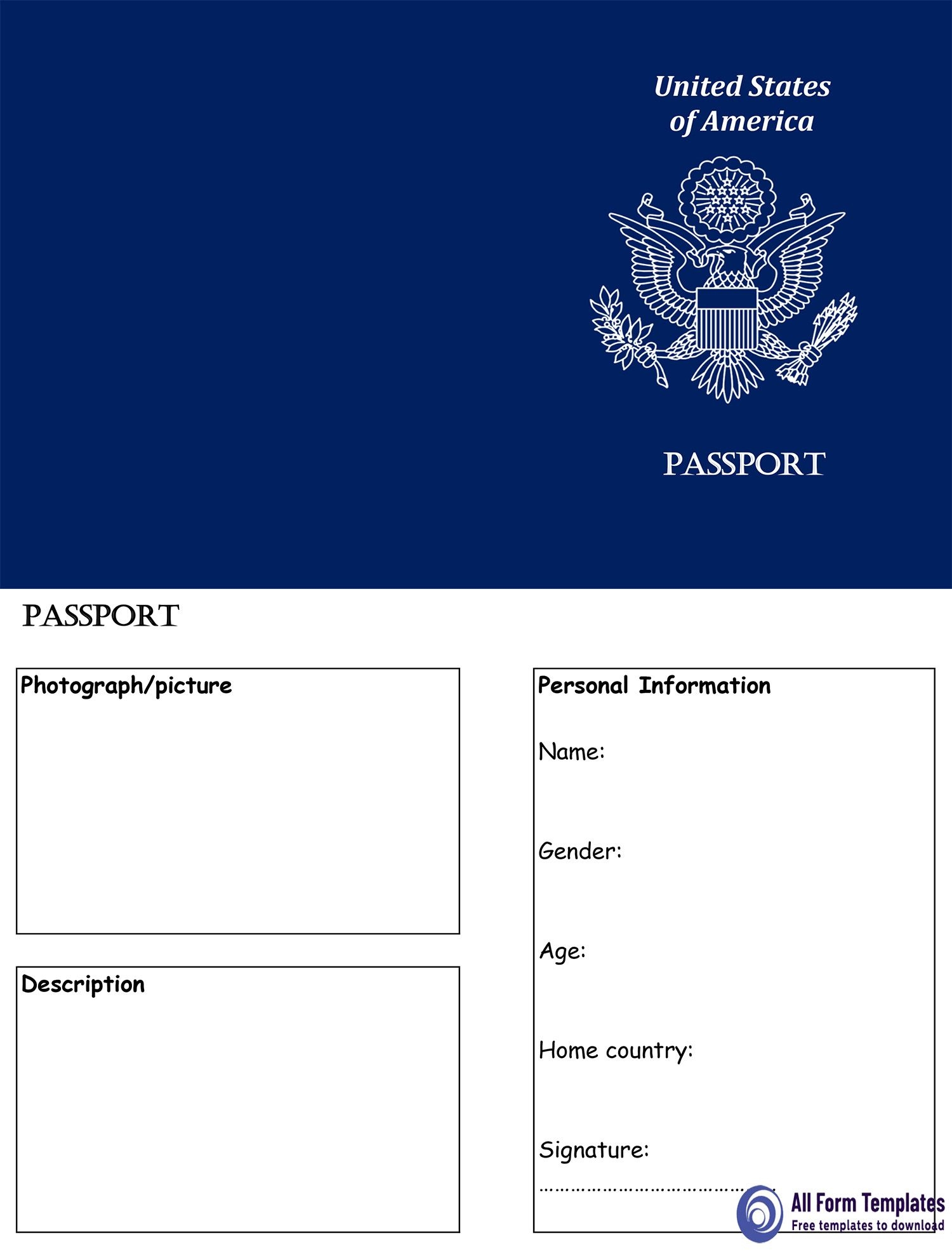 Passport Template United States Of America USA Passport Template Templates Printable Free Passport Invitation Template