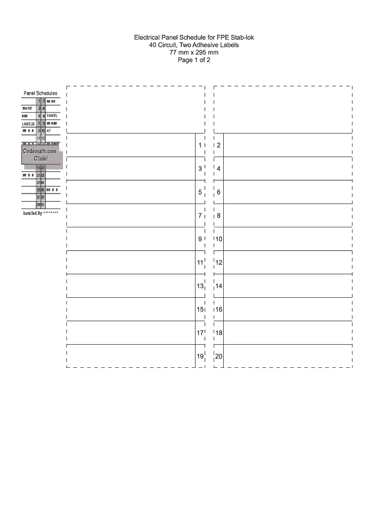 Pdf Printable Circuit Breaker Panel Labels Fill Online Printable Fillable Blank PdfFiller