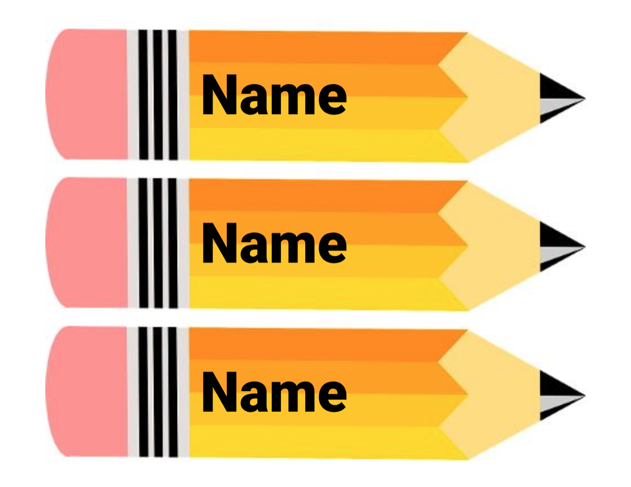 Printable Pencil Name Tag Template