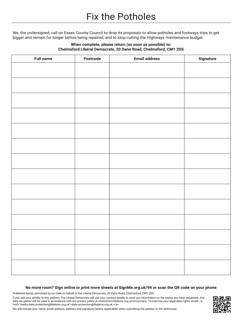 Free Printable Petition Template