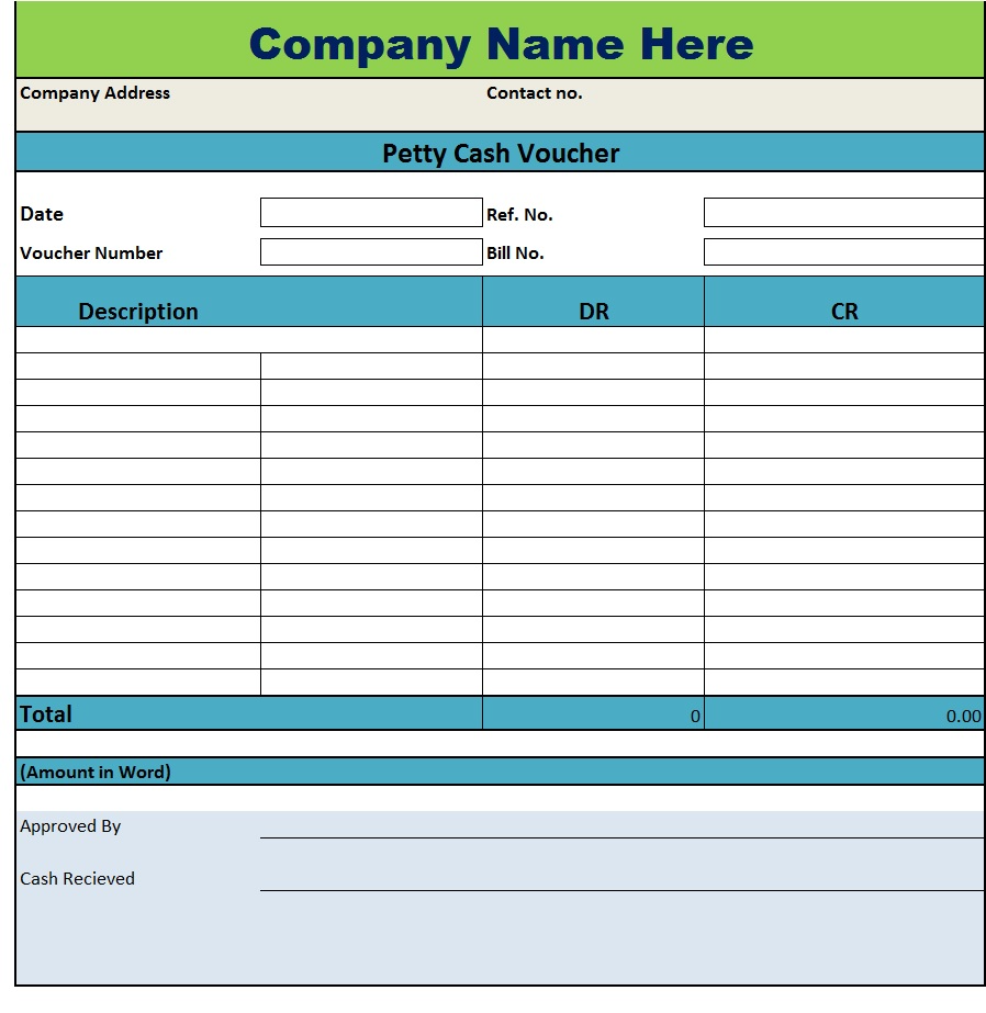 Petty Cash Voucher Templates Excel Word Template