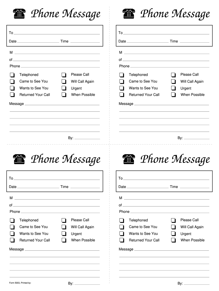 Phone Message Template Fill Online Printable Fillable Blank PdfFiller