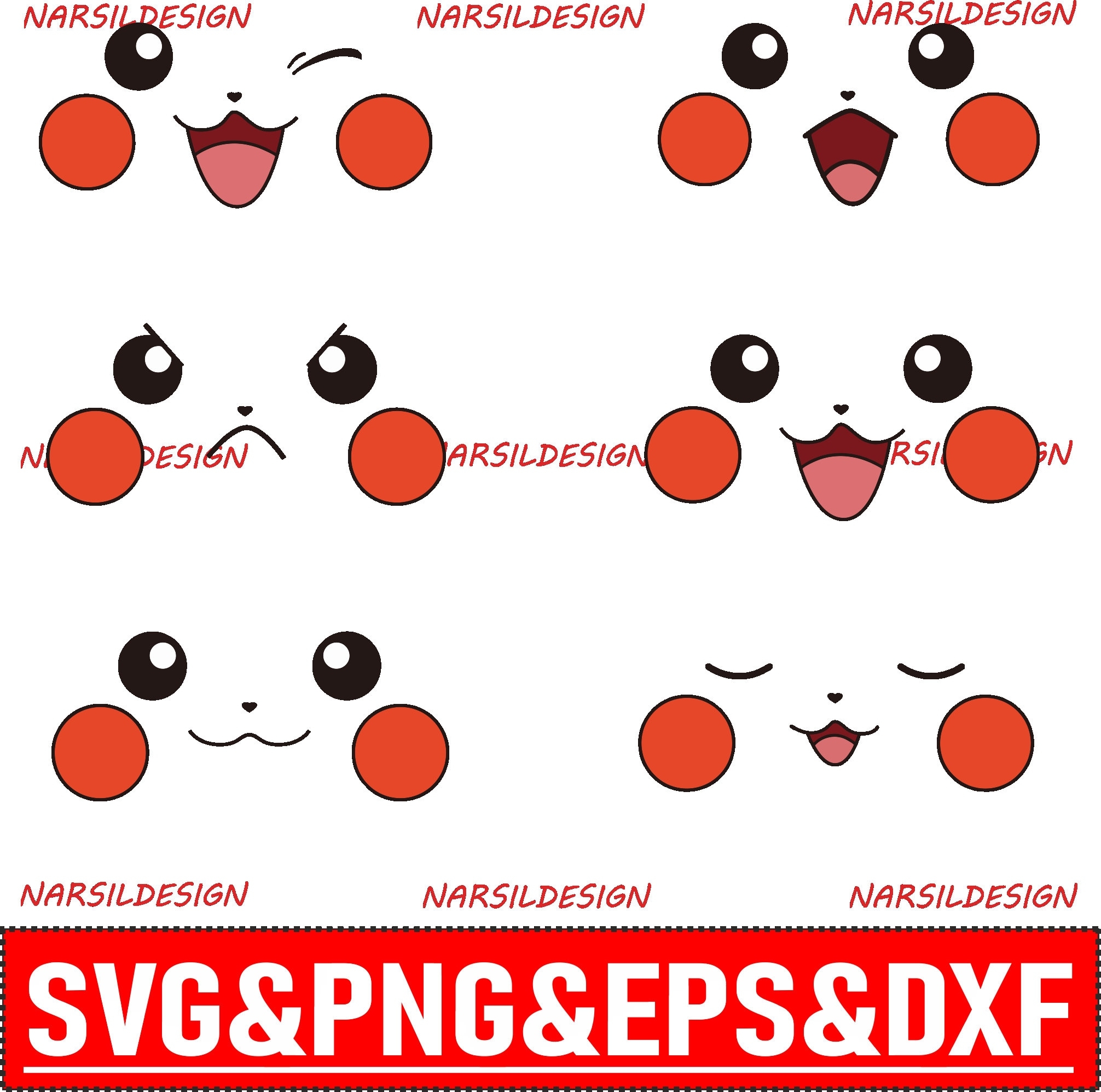 Pikachu Face Printable Etsy