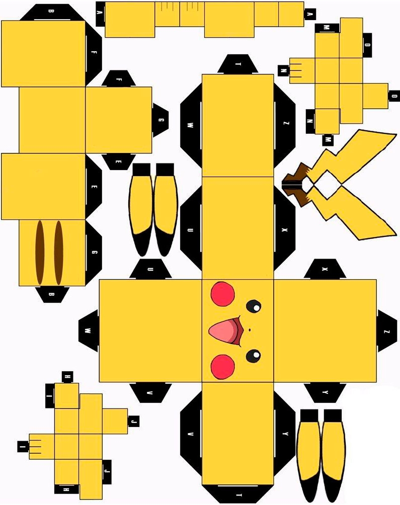 Cut Out Printable Pikachu Papercraft Template