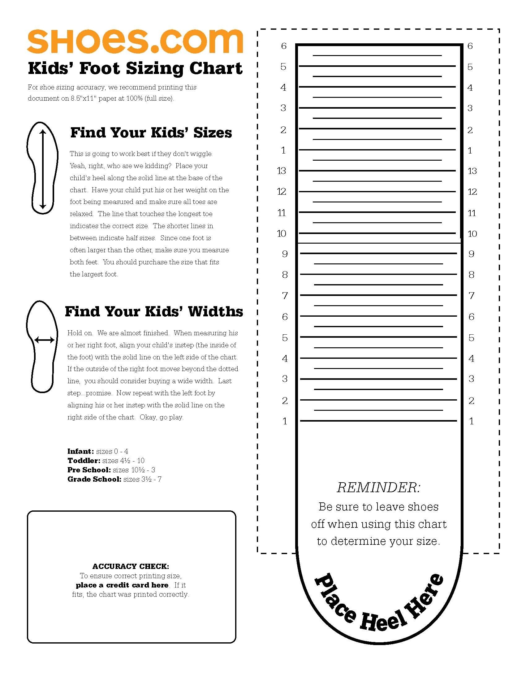 Printable Foot Size Template